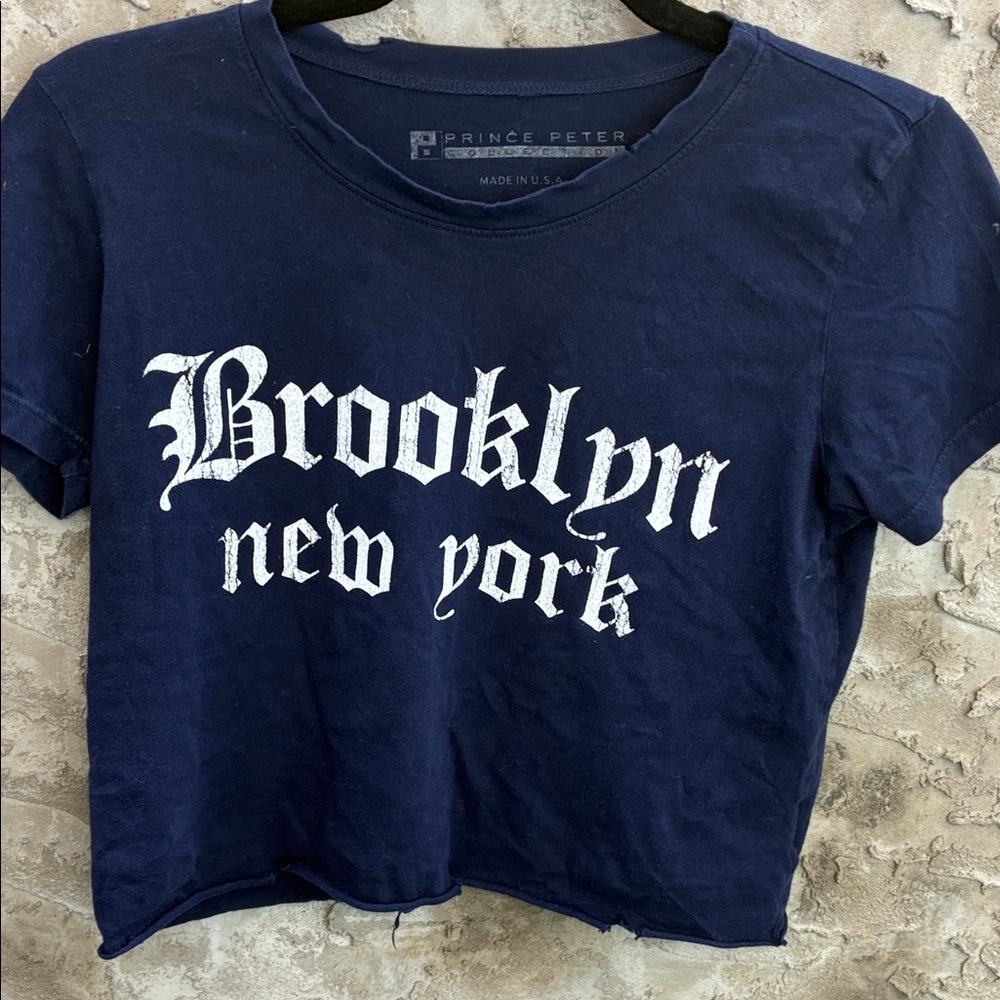 Made in USA Grunge Streetwear Navy Blue Brooklyn New York Crop Top Sz XS